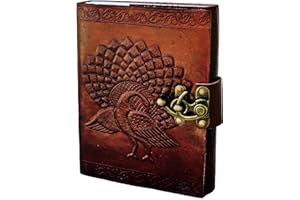 OVERDOSE Peacock Journal Diary :: Diario antiguo hecho a mano para estudiantes Oficina Viaje Regalo Hombres Mujeres Diario Cuero Sketchbook Dibujo Diario Tamaño 5 x 7 pulgadas | 12x17cm