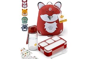 LAUBGOLD® Nursery Backpack Boys and Girls Set Including Lunch Box and Water Bottle with Stickers BPA-Free Set Backpack Nursery Boys Reflectors Chest Strap Lightweight Children's Backpack