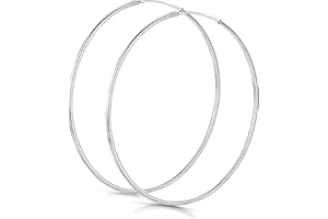 Amberta® Srebro wysokiej próby 925 delikatne koła niekończące się koła - polerowane okrągłe kolczyki do spania średnica rozmiar: 20 30 40 60 80 mm e srebro wysokiej próby, colore: Srebrny, cod. BIA-S915-HOOP-004