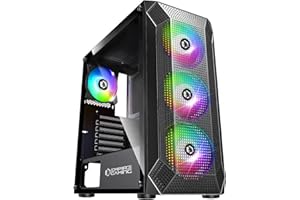EMPIRE GAMING - Ruby Gamer obudowa PC - ARGB Medium Tower ATX, mATX, ITX - Przód siatki - szklana akrylowa ściana boczna - 4 wentylatory 3 piny 5 V LED RGB adresowalny 120 mm - MB Sync - Czarny