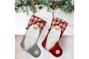 MACUNIN Weihnachtsstrümpfe, großer Nikolausstrumpf zum Befüllen als Weihnachtsgeschenktasche, Nikolausstiefel für Weihnachtsbaum, Kamin, Schaufenster, hängende Weihnachtsdeko (Typ 1)