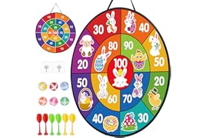 LAMEK 66cm Ostern Tier Dartscheibe Kinder Klett Dartspiel Doppelseitige Klettballspiel mit 6 Klebrigen Bällen 6 Darts Wurfspiel Drinnen Draußen Dart Scheibe für Jungen Mädchen Osterzeit Geburtstag