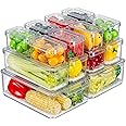 KUMD 14 Pack Fridge Organisers, Stackable Fridge Storage Containers with Lids, BPA-Free Pantry Organizers and Storage for Fruit, Egg, Vegetable