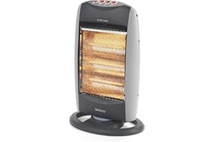 Beldray Oscillating Halogen Heater - Tip Over Cut Out, Overheat Protection, 3 Heat Settings, Instant Heat, Glow Light, Carry Handle, Replaceable Bulbs