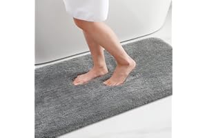 ‎HOMAXY Homaxy Badezimmerteppich rutschfest Waschbar Badematte Weich Flauschig Badteppich Shaggy Hochflor Mikrofaser Badvorleger – 41 x 61 cm, Grau