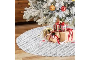 ‎LOMOHOO LOMOHOO 90cm Christbaumdecke,Groß Weihnachtsbaumrock Snowy White Weihnachtsbaum Plüsch Kunstpelz Weihnachtsbaumdecke für Weihnachtsschmuck (Silver)