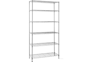 KG KITGARDEN - Scaffale metallico decorativo in acciaio cromato e 6 ripiani, 180 x 90 x 35 cm