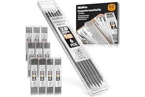 Nicpro 60 pezzi ricarica mina per matita da falegname 2,8 mm, ricarica mina per matita meccanica da falegname, mina resistente alla rottura da HB per matite da costruzione (nero)
