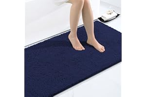 Homaxy Tapis de Bain Antiderapant,Tapis Salle de Bain en Microfibre Chenille Douce,Tapis de Bain Absorbant,Lavable en Machine - - 60 x 120 cm - Bleu Marine