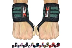 DMOOSE FITNESS DMoose Wrist Wraps (IPL Approved), Avoid Injury & Maximize Grip with Thumb Loop, 18" or 12" Gym Wrist Straps Pair, Lifting Straps Weightlifting for Men & Women Hand Wraps & Wrist Support