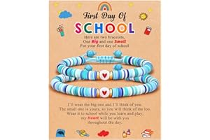 WATEFOER Ritorno A Scuola Bracciale Regalo Braccialetto Madre Figlia Primo Giorno Di Scuola Regali Per Ragazze Ragazzi Bracciale Set Di Braccialetti Con Charm Abbinati (Blu e bianco)