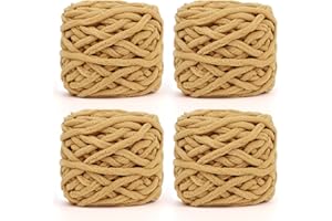 YushengTai Gomitoli Lana Grossa, 4 x 100 g Chunky Yarn Spessore del Filato 7-8 mm, Lana Grossa per Coperte a Mano Filato per Fare Cappelli, Sciarpe, Maglioni e Scarpe (Cachi)