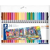STAEDTLER 3200 Pennarelli Doppia Tip - 24 Colours (20+4) | Due point 0.5&ndash;0.3 cm, per disegno &amp; colorare &ndash; bambini &amp; adulti &ndash;