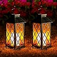 OxyLED Solar Lanterns for The Garden, Solar Lantern 2 Pack Flickering Solar Lights Outdoor Garden Lantern IP44 Waterproof Moroccan Hanging Lantern for Patio Backyard Pathway Christmas Warmwhite