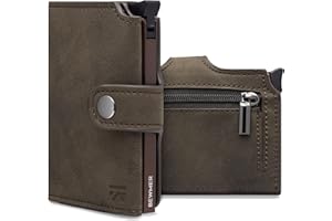 BEWMER v2 Portefeuille Homme&Femme en Similicuir avec Protection RFID Anticlonage | Porte Carte Homme&Femme pour 9 Cartes De Crédit, avec Poche Monnaie | Portefeuilles Et Porte-Cartes Militaire