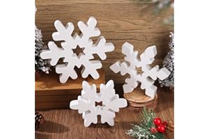 BETESSIN 3pcs Centrotavola Fiocco di Neve Legno Decorazioni Natalizio Tavolo Centrotavolo Natale Ciondoli Addobbi da Tavolo Segnaposto Bomboniera Regalo Festa Natale