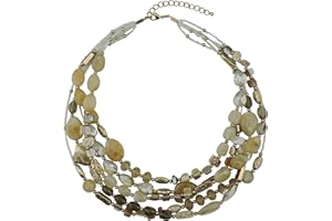 Bocar Multi Layer 5 Strand Statement Collar Beaded Necklace for Women Gift