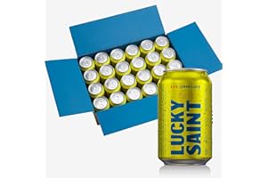 LUCKY SAINT Lemon Lager, Case of 24 x 330ml | Alcohol Free Beer, 0.5% ABV, Low Sugar, 80 Kcals, All Natural Ingredients