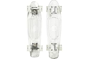 RIDGE SKATEBOARDS Ridge Blaze Mini Cruiser Skateboard Skate Transparent avec Roues Lumineuses LED: Planche a Roulettes complet