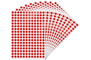YIKIADA Pegatinas rojas redondas de 10 mm, puntos de marcado autoadhesivos, resistentes al agua, pequeñas etiquetas de codificación de colores, 2040 unidades