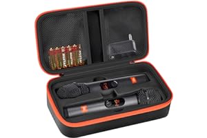 AGAINMORE Cassa microfono wireless JBL, borsa da viaggio Dual Mic, adattatore, batteria AA nera (solo scatola), Nero