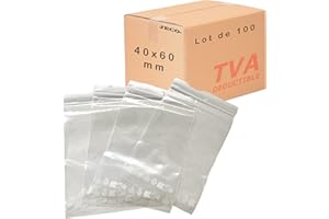 Jeco - Lot de 100 sachets à fermeture zip transparent format 4 x 6 cm : 40 x 60 mm 50µ - qualité alimentaire