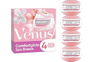 Gillette Venus Comfortglide Breeze, Lames de Rasoir Femme, Spa Breeze, Rasage de Près en Douceur, 4 Lames de Recharges [OFFICIEL]