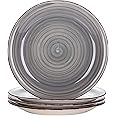 vancasso Bella Grey Dessert Plate Set of 4, Handpainted Side Plate in Rustic Look Tableware, 7.5 inch Side/Salad/Fruit/Snack Plate(20 * 20 * 2.5cm)