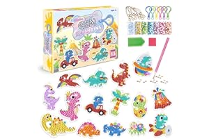 CAYUDEN Diamond Painting Porte-clés,15pcs 5D Diamond Painting Keychain Kits Enfants DIY Dinosaure Diamant Pendentif Ornements Gem Art Pendentif Kit de Bricolage Cadeau Filles Enfants 4 6 8 10 12