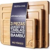 Deer &amp; Oak Set of 3 Bamboo Cutting Boards 33 x 24, 28 x 20 and 22 x 15 cm | 33 x 24 cm, 11 x 20 cm, 22 x 15 cm. Side handles
