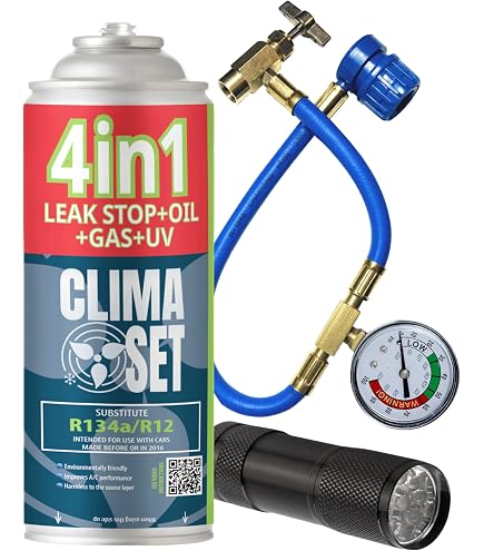 Kit De Recharge Climatisation Auto INfloo Quick A/C 3-en-1 - Gaz R134a + Huile + Scellant, Avec Manomètre - Pour Véhicules Jusqu'à 2016 - 10