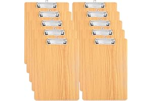 CYEER 10 Pièces Porte Bloc A4 en Bois Extra Épais 4MM, Clipboard A4 (225x318MM), Porte Bloc avec Pince Métallique & Oeillet de Suspension pour Bureau, Restaurant, École
