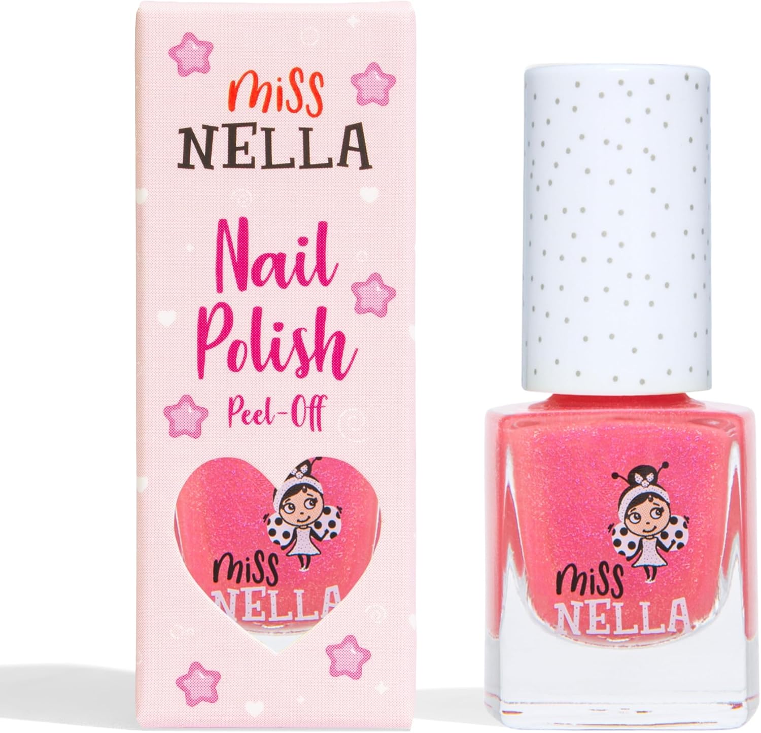 Miss Nella TICKLE ME PINK- Esmalte de uñas especial rosa con brillantina para niños, con fórmula despegable, a base de agua y sin olor