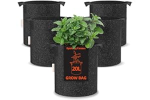 ‎SPIDER FARMER Spider Farmer 5 Gallon 18 L Pflanzsack,Vliesstoff Pflanzentopf mit Griffe Stofftopf für Kartoffeln Tomaten Gemüse und Pflanzen (5 Stück)