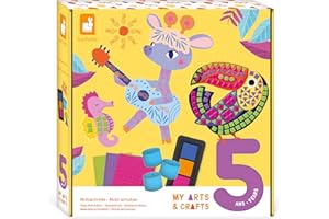 JANOD - My Arts & Crafts - 5 Años - Estuche Creativo Multiactividades - 8 Ilustraciones - Manualidad Creativa - Motricidad Fina y Concentración - J07748