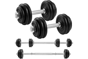 ‎SONGMICS SONGMICS 2-in-1-Hanteln, 2er Set, Hantelset aus Gusseisen, verstellbar, Kurzhantelset mit Verbindungsrohr, Workout, Gewichtheben für Zuhause, Fitnessstudio