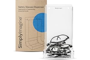 SimplyImagine Safety Glasses Dispenser- Heavy Duty, Acrylic Holder for Industrial, Dental, Lab Setting - Clear Stand or Wall Organizer, Visitor Safety Glasses Holder for Disposable Goggle Storage