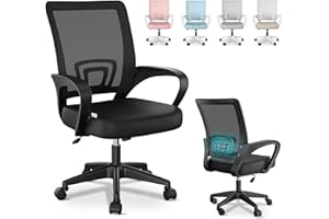 JUPPLIES Silla Escritorio Ergonomica - Silla Oficina con Apoyo Lumbar, Estructura de Plastico, Malla Transpirable, Ruedas Giratorias 360° Soporta hasta 120kg