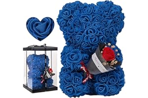 Amesor Rosenbärs - Blumenbär Mit Geschenkbox | Künstliche Rosenbären Mit Rosenstrauß | Romantisch Rosen Teddybär Geschenk Für Weihnachten, Valentinstag, Geburtstag, Muttertag, Jubiläum (24 X 16 cm)