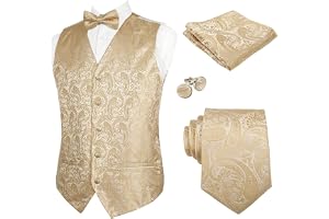 Alizeal Herr retro paisley 5 delar kostymväst set | Slips ficka fyrkantig fluga manschettknappar och väst, vardagsfest bröllo