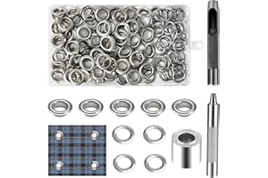 Minfuerang 120 Sets Occhielli per Teloni,12mm Occhiello Strumento Kit,Grommet con 3 pezzi Strumenti,Occhielli Metallici per Tessuto,Tenda,Fai da Te,Scarpe,Pelle,Cintura (12MM)