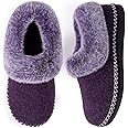 EverFoams Women's Bootie Slippers Warm Soft Comfy Memory Foam Non-slip Indoor House Shoes with Fluffy Collar