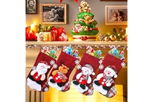 AQXONG 4Pcs Calcetines navideños 3D Hechos a Mano, Bolsa Creativa, Medias Navideñas Colgantes, Muñeco de Nieve/Oso Blanco/Reno/Papá Noel, Calcetines Decorados Navideños