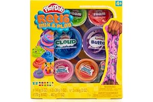 Play-Doh Retro Mix & Play Scented Compounds – Cloud, Butter, Foam, Super Stretch, Sensory Dough, Kit, Gifts for Kids, Sensory Toys, Party Favors for Kids 8-12, Playdoh Compound Packs