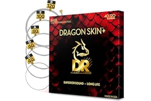 DR Strings DRAGON SKIN+ - Coated Stainless Steel Bass Strings – DBS5-40 – Superior Sound with Comfortable Feel & Long Life: 5 String Light 40-120