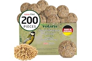 Eggersmann volaris 200 pcs Boule de Graisse Oiseaux - Boule Oiseaux sans Filet 18 kg - Boule de Graisse Oiseaux Jardin & Exterieur - Alimentation Toute l'année pour Oiseaux Sauvages & Autres Oiseaux
