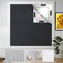 Tessuto Oscurante per Finestre Lucernari, Tenda a Rullo Senza Forare con Rivestimento Isolamento Termico, con Coltello da Taglio, Adesivi, Metro e Sacchetto, per Ufficio/Studio/Auto (300 * 145cm