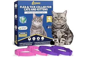 YOTANGO Collare Antiparassitario per Gatti, 4 Pezzi Naturale Collare Antipulci Gatto, Impermeabile Collare Antipulci e Zecche per Gatti, 32 Mesi di Protezione Antipulci per Tutti i Gatti(Rosa&Viola)