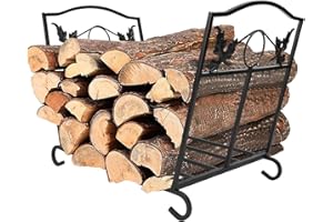 YINAT IBS Outdoor Indoor Firewood Racks, Fireplace Log Holder, Storage Carrier of Wood, Black, Foldable, Fire pit Stove Decorative Holders Accessories