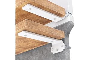 WELDUN Confezione da 6 staffe galleggianti per mensole da 30 cm, resistenti per mensole, in metallo bianco, capacità di carico 75 kg